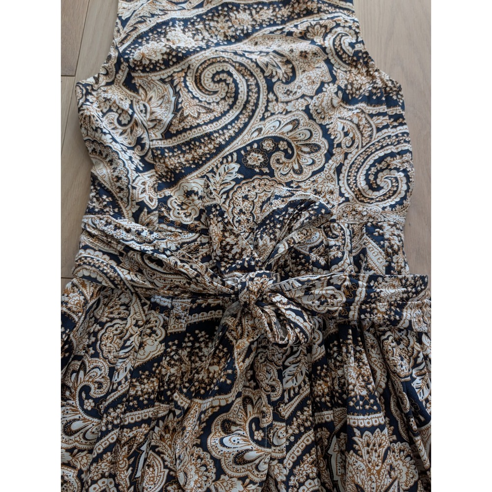 J.Crew Paisley Fit & Flare Dress | Navy & Ivory | V-Neck | Classic Preppy - Picture 12 of 13